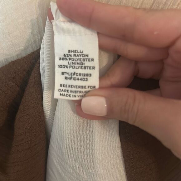 Mine Womens Color-block Flutter Sleeve Tiered Tunic Mini Dress Brown Cream Small - Picture 5 of 9